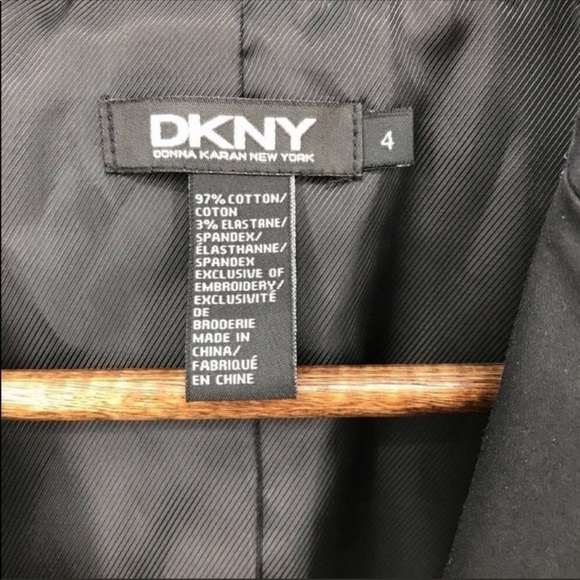 DKNY Black with Blue Embroidery Fully Lined Blazer Jacket size 4 Small - Picture 7 of 10